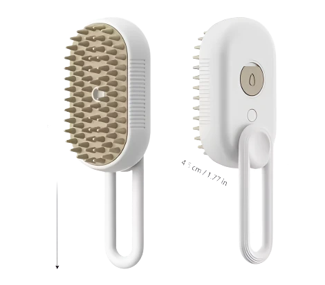  Efficient steam grooming brush designed to remove pet hair, dirt, and dander, providing a cleaner, shinier coat.