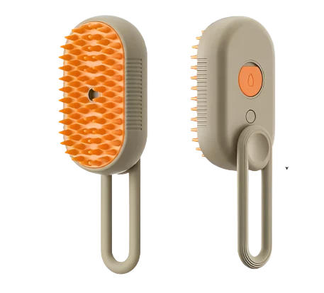 Multi-functional pet grooming tool with steaming, brushing, and detangling for a stress-free experience.