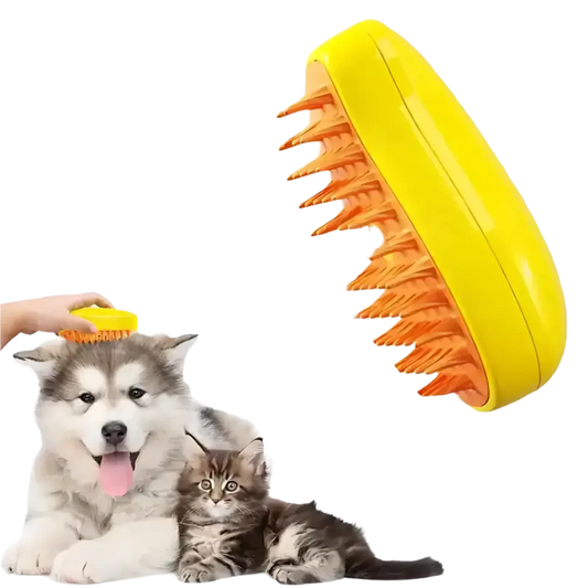 High-quality pet steam brush for deep cleaning and grooming of dogs and cats, removing dirt and loose hair.