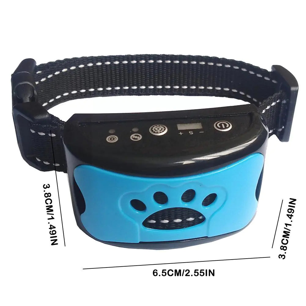 Advanced anti barking collar for dogs, using vibrations and sound to stop excessive barking, offering safe and effective training for quiet mornings and enjoyable walks