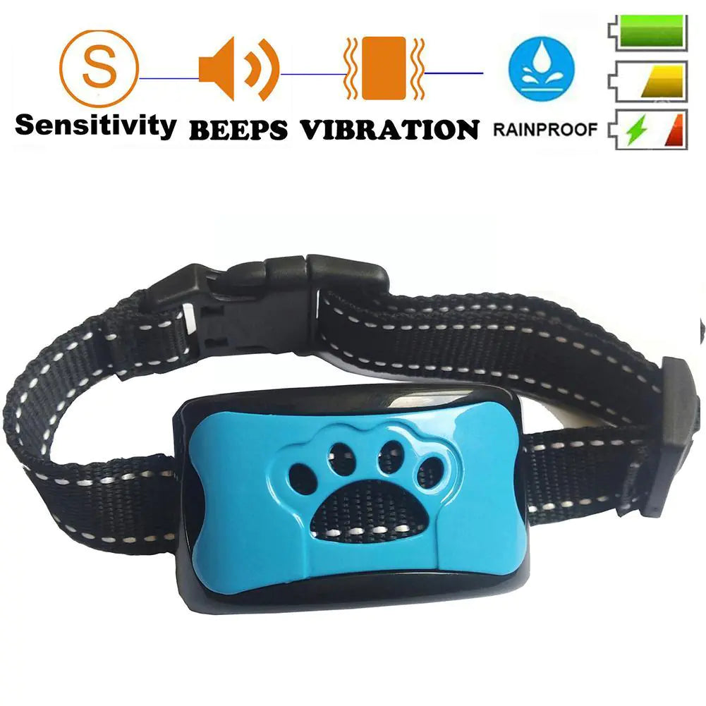 Dog training collar with vibration and sound technology to reduce barking, ensuring a peaceful home, humane training, and better walks for your furry friend