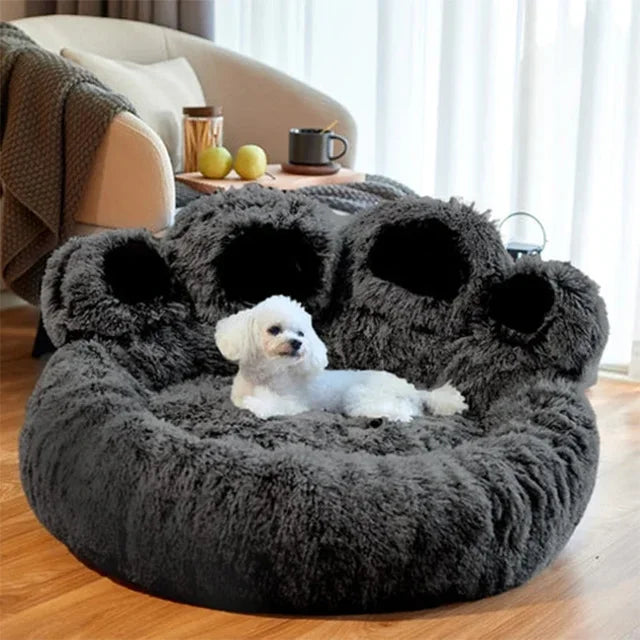 Bear Paw Pet Bed with a soft, cushioned interior, perfect for pets who love to curl up in style.